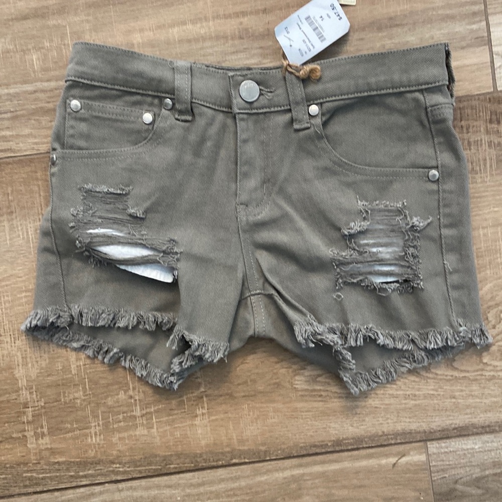 NWT Adorable Distressed Olive Jean Shorts